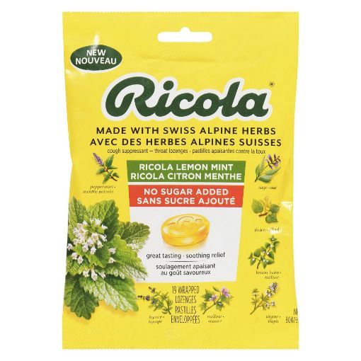 Picture of RICOLA SWISS HERB LOZENGE DROPS - LEMON-MINT NO SUGAR ADDED 19S
